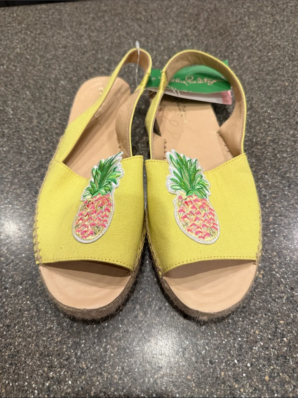 Lilly Pulitzer Yellow Pineapple Patch Slingback Espadrilles